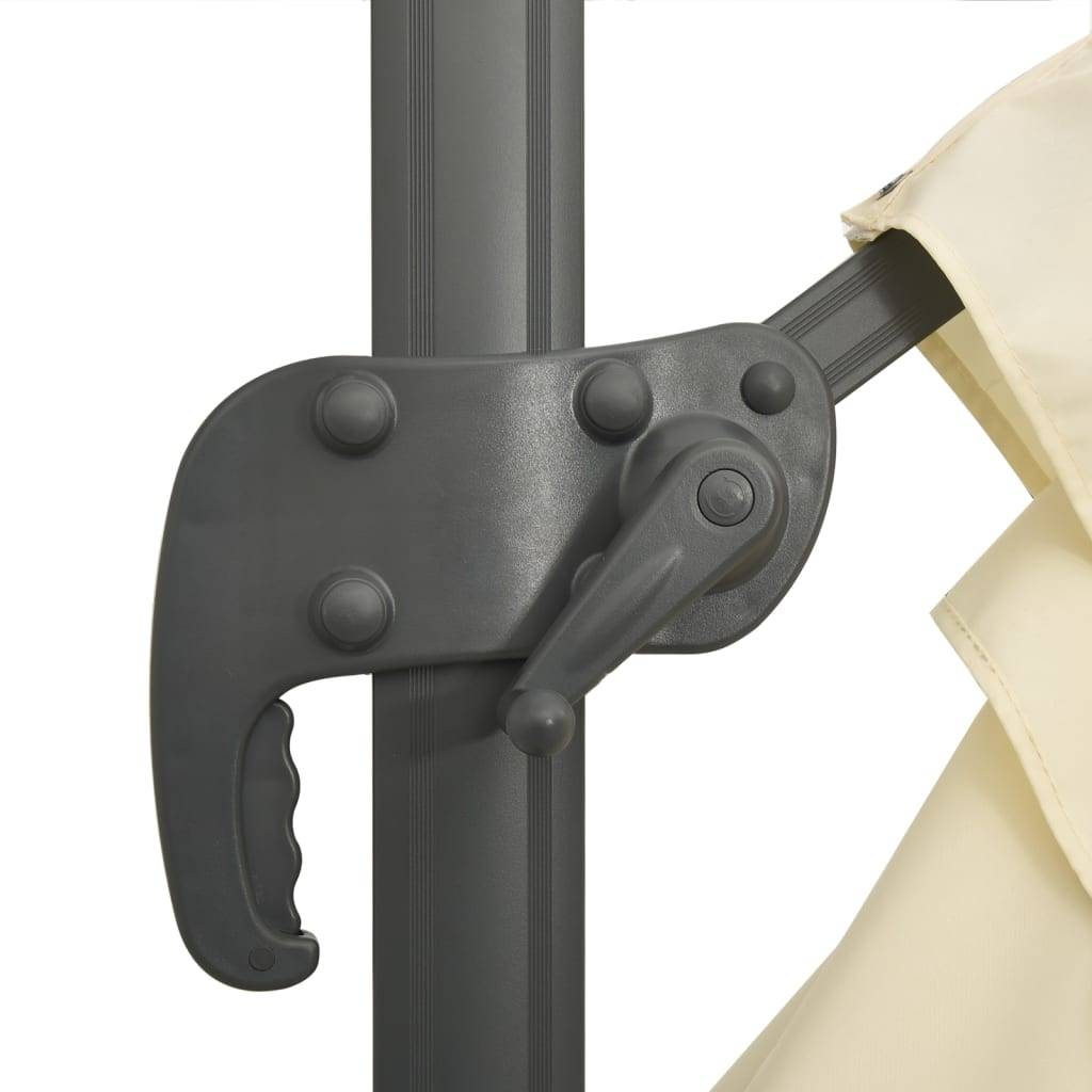 Helloshop26 - Parasol meuble de jardin déporté avec mât en aluminium blanc 400 x 300 cm sable - Image 7