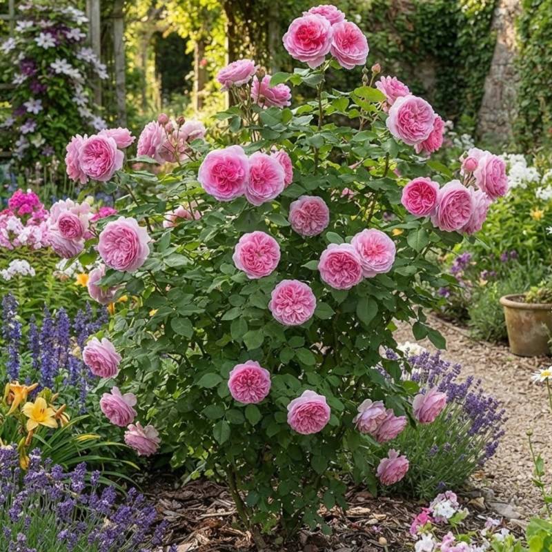 Rosier Anglais Gertrude Jekyll® 'Ausbord' à fleurs Rose/ - feuillage Caduc - Pot de 3L - 20/40 cm - Image 2