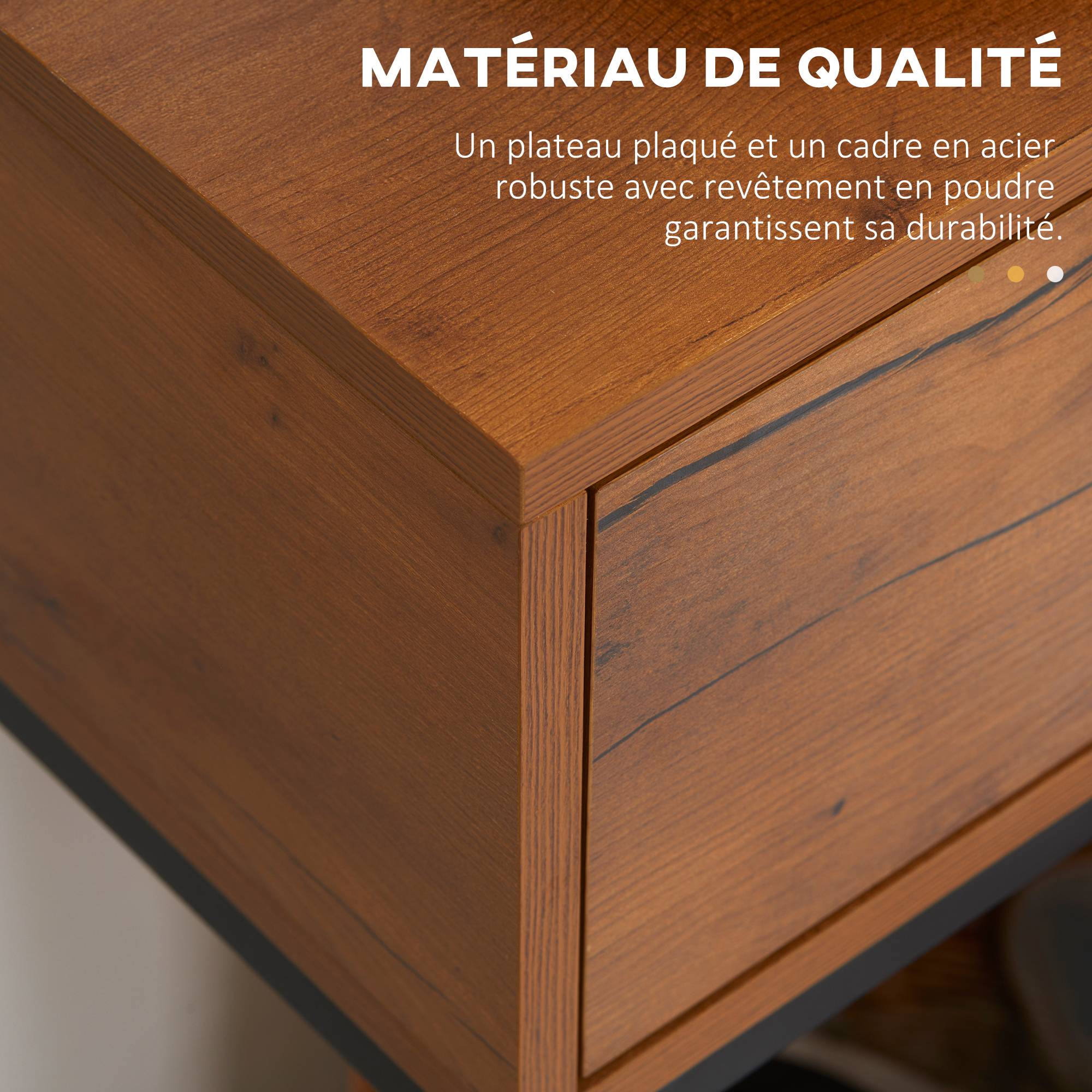 Console meuble, table console avec tiroir et pieds en acier, pour salon, entrée, couloir, 80 x 30 x 76 cm, marron - Image 8