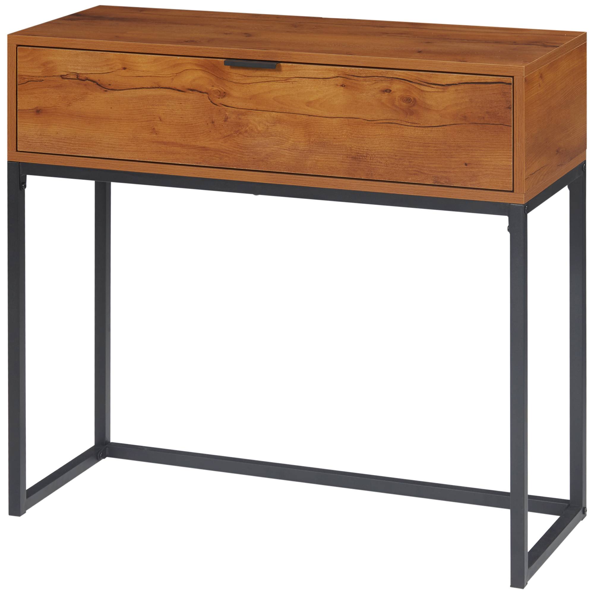 Console meuble, table console avec tiroir et pieds en acier, pour salon, entrée, couloir, 80 x 30 x 76 cm, marron - Image 2