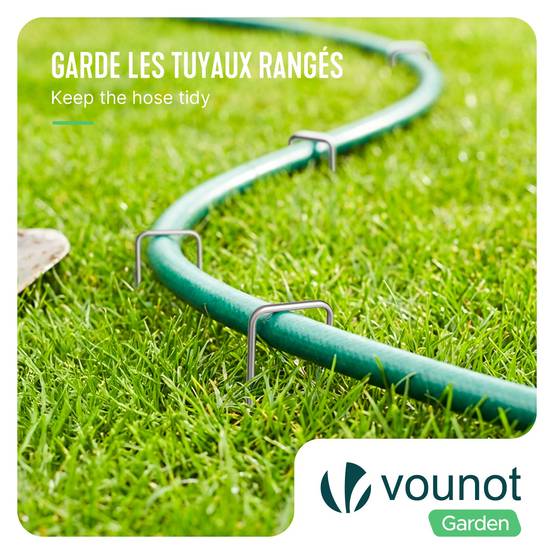 Vounot - Lot de 150 piquets de fixation en métal galvanisé - Agrafes de jardin en forme de U - 150x30mm Ø3mm - VOUNOT® - Image 6