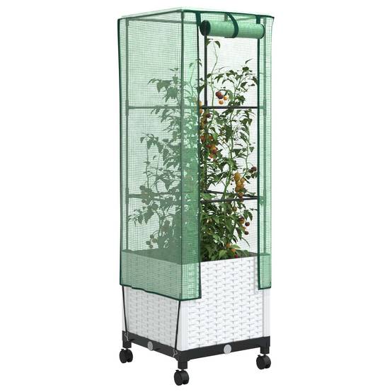 Vidaxl - Jardinière de jardin avec couverture de serre et roues Blanc PP 831371 - Image 3