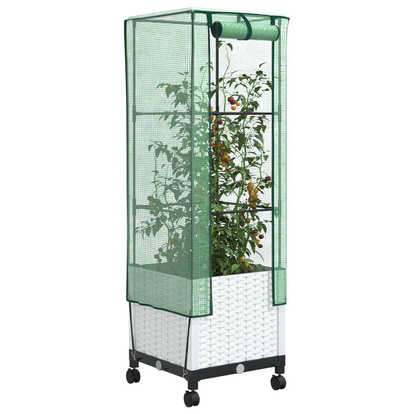 Vidaxl - Jardinière de jardin avec couverture de serre et roues Blanc PP 831371 - Image 3