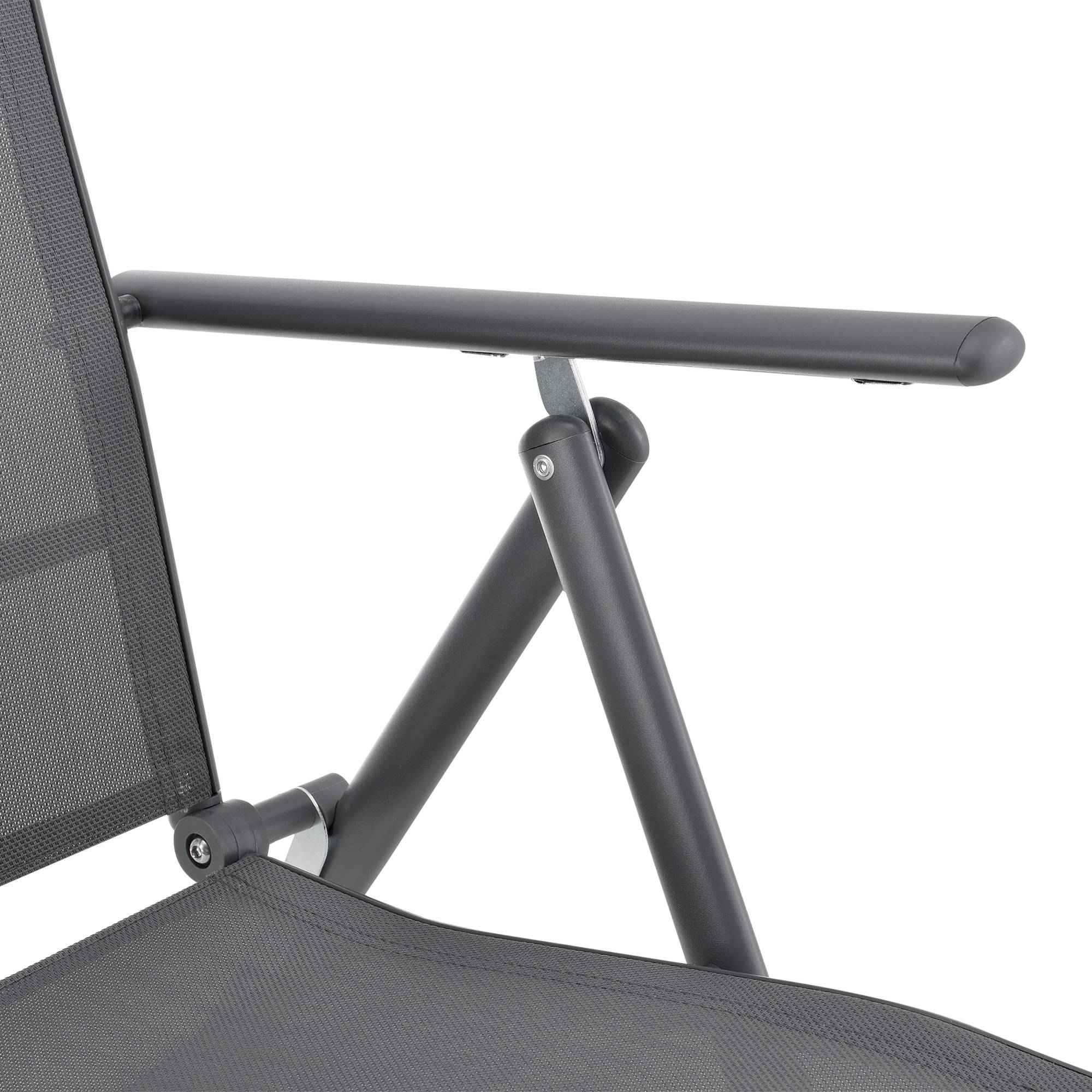Lot de 2 Fauteuils de Jardin avec Accoudoirs et Dossier Acier Polyester Gris Foncé [en.casa] - Image 7