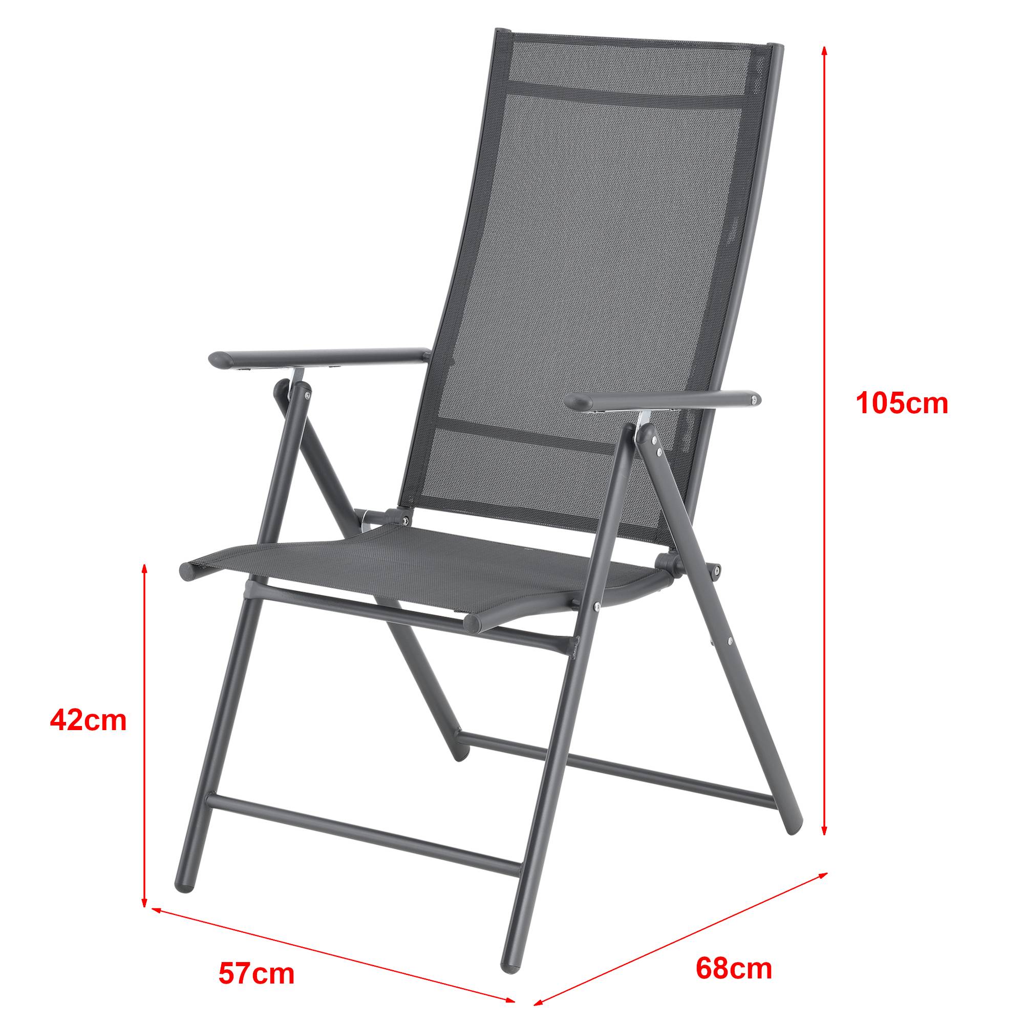 Lot de 2 Fauteuils de Jardin avec Accoudoirs et Dossier Acier Polyester Gris Foncé [en.casa] - Image 3