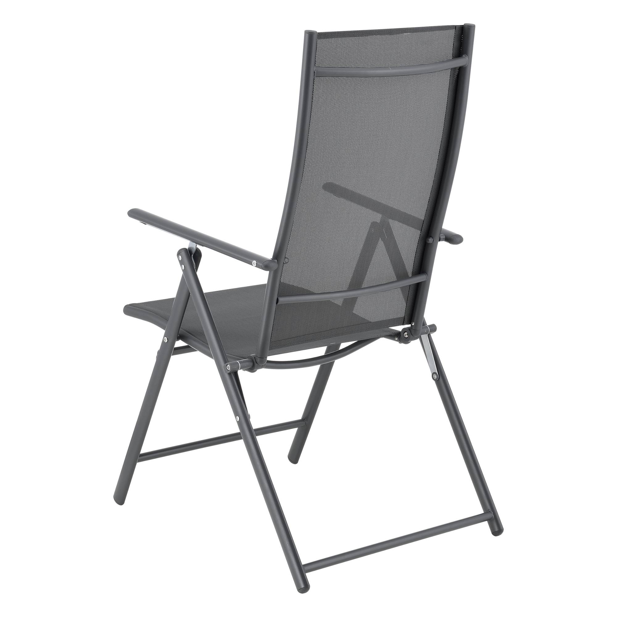 Lot de 2 Fauteuils de Jardin avec Accoudoirs et Dossier Acier Polyester Gris Foncé [en.casa] - Image 5