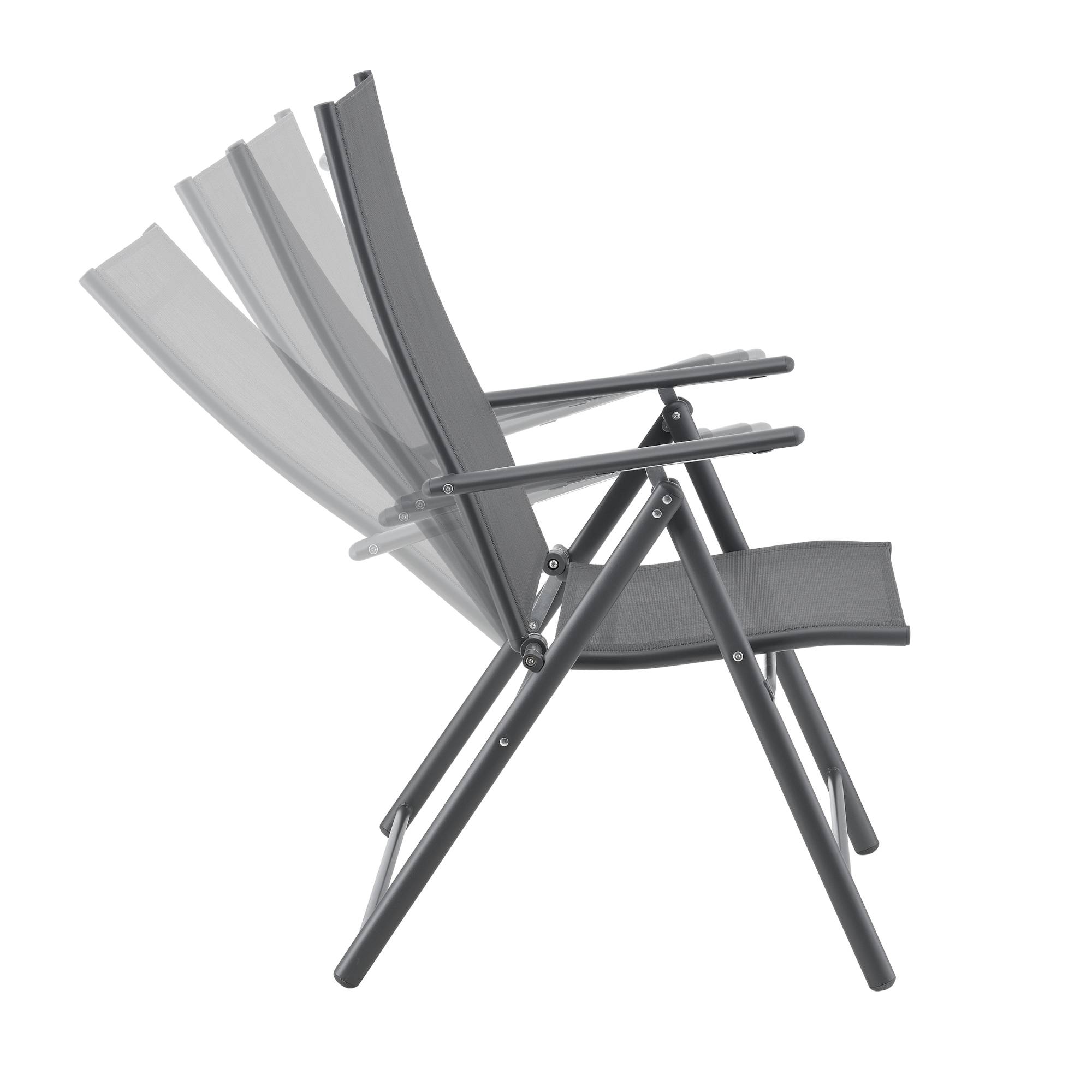 Lot de 2 Fauteuils de Jardin avec Accoudoirs et Dossier Acier Polyester Gris Foncé [en.casa] - Image 4
