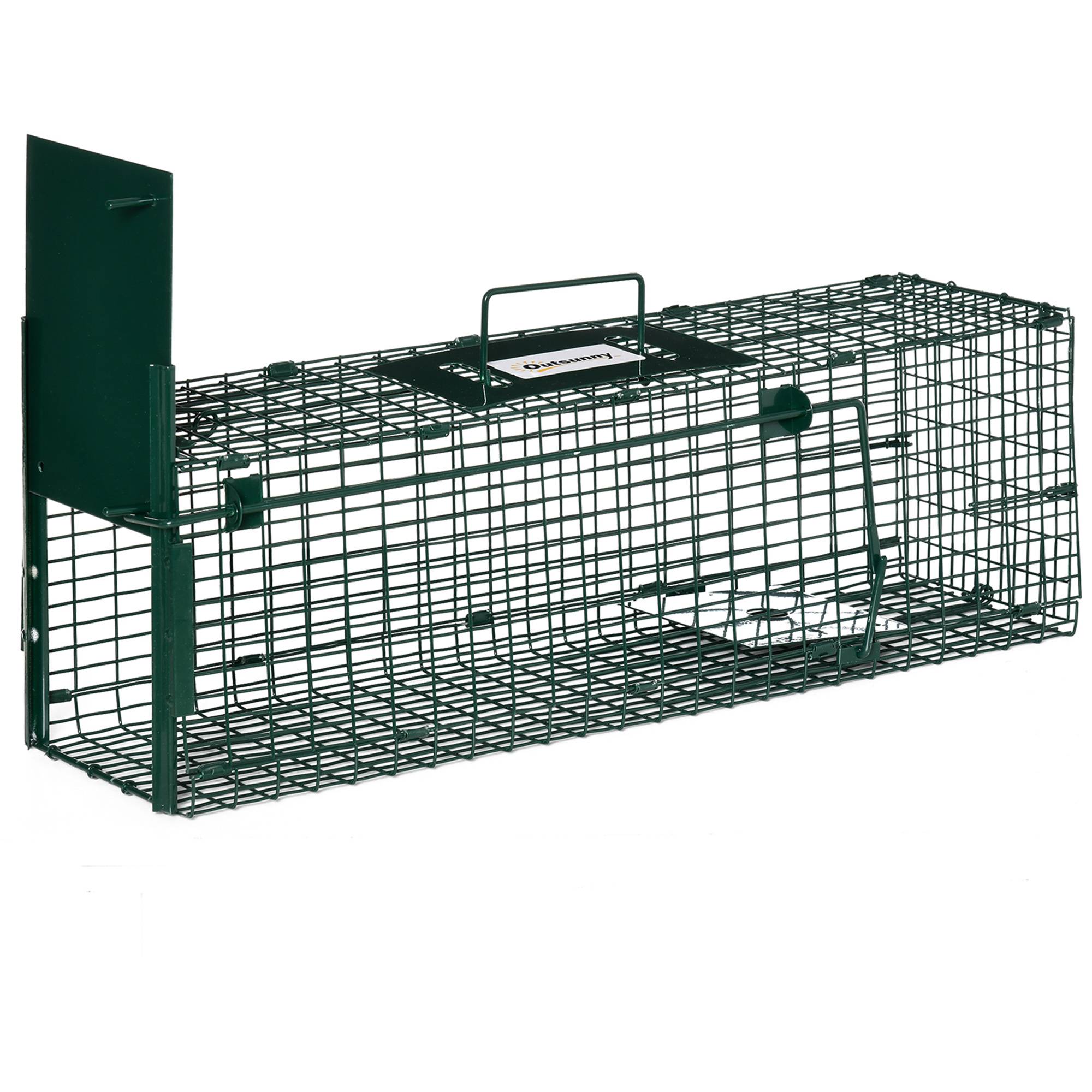 Cage piège pour rats, souris et ragondins avec porte simple, 60x18x20 cm, verte
