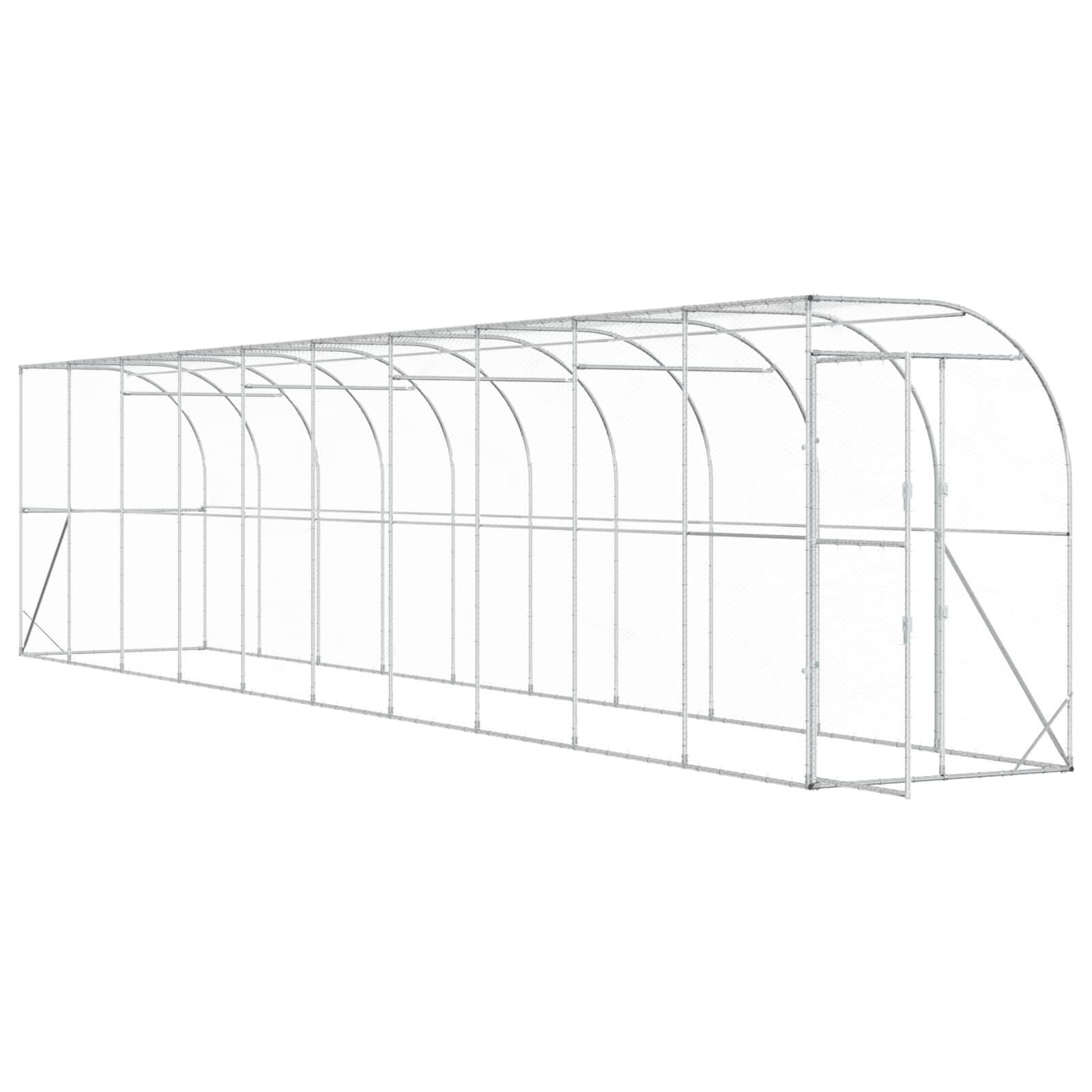 Vidaxl - Poulailler contre le mur Argenté 600 x 150 x 215 cm vidaXL 3434719 - Image 4