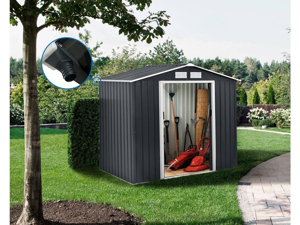 Abri De Jardin En Métal - "vegas" - 4.07 M² Avec Gouttière -habitat Et Jardin - Image 2