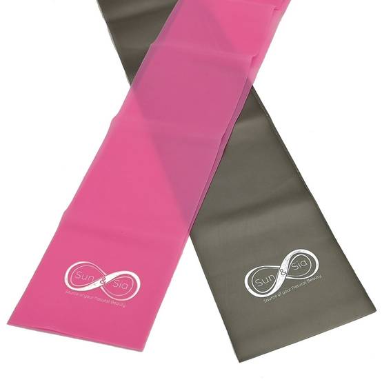 Lot de 2 Bandes élastiques - 2 résistances : moyenne et extra forte – Tous types d'exercices pilates, yoga et gym - Sun&Sia - Image 8