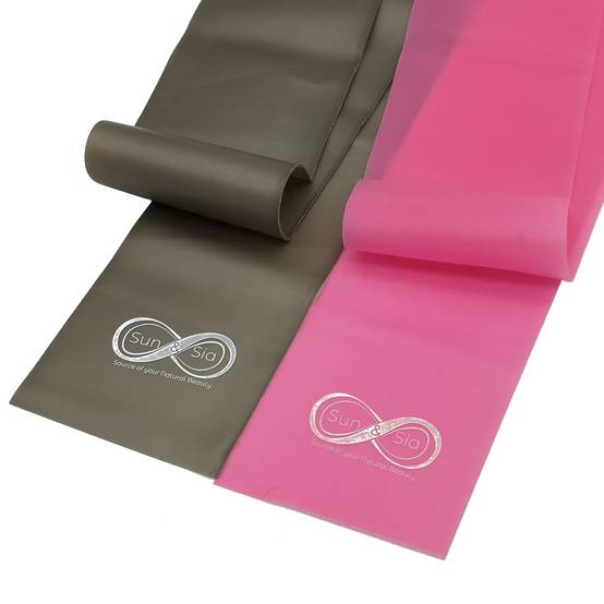 Lot de 2 Bandes élastiques - 2 résistances : moyenne et extra forte – Tous types d'exercices pilates, yoga et gym - Sun&Sia - Image 2