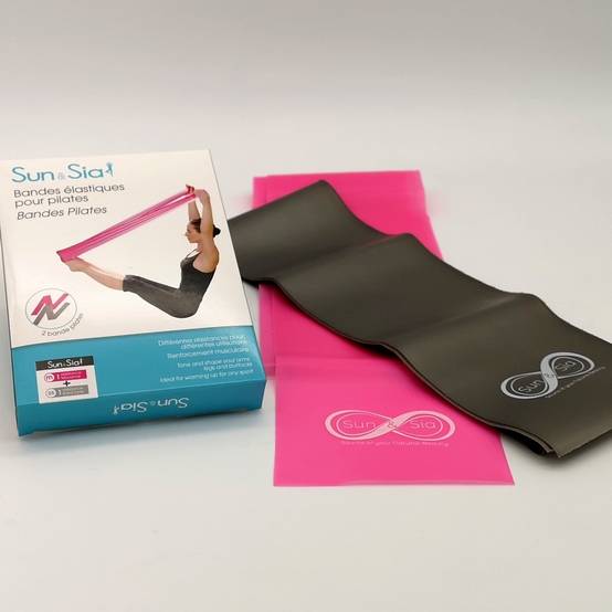 Lot de 2 Bandes élastiques - 2 résistances : moyenne et extra forte – Tous types d'exercices pilates, yoga et gym - Sun&Sia - Image 7