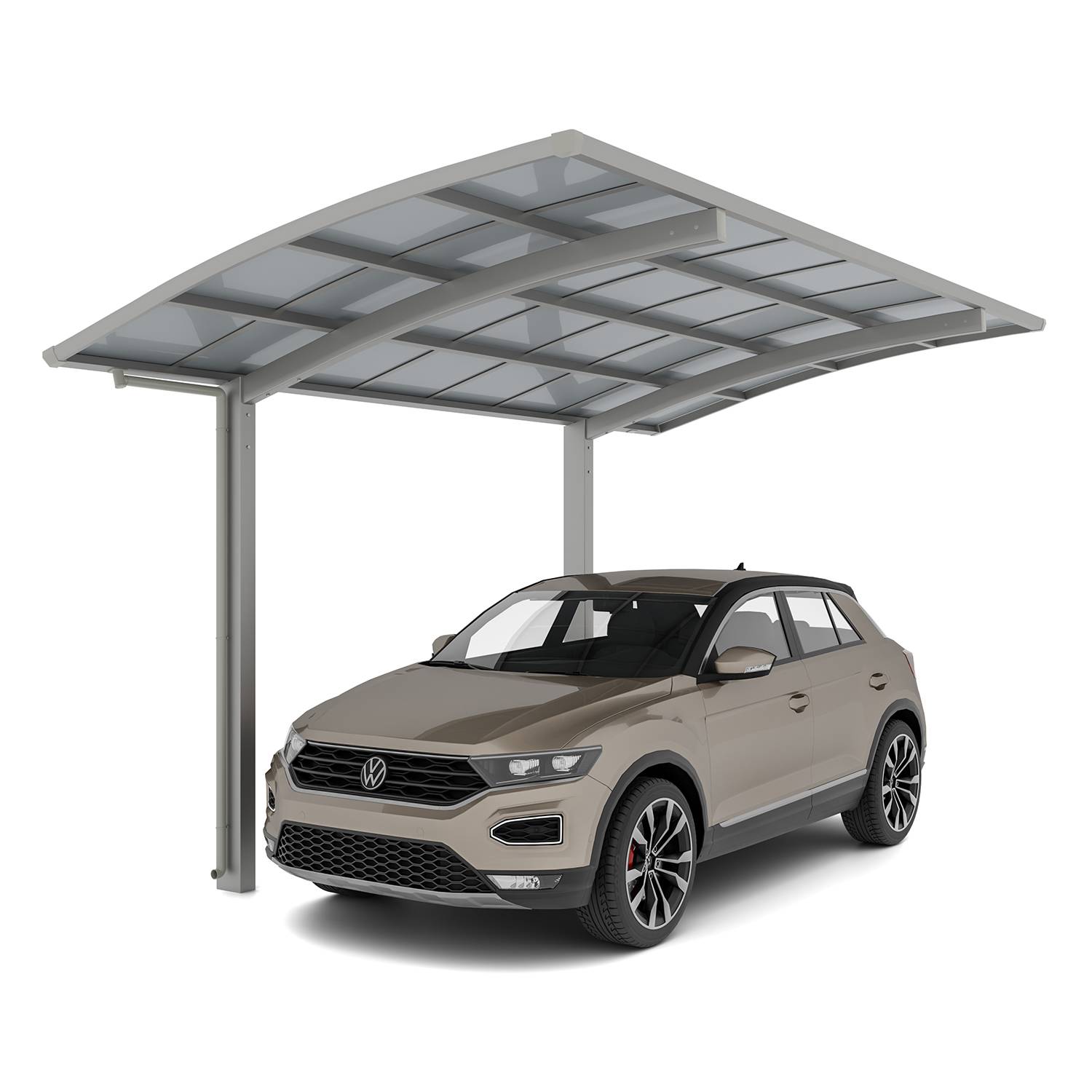 Carport PORTOFORTE standard Type 80 (charge toiture 100kg/m²) inox brillant - XIMAX - Image 1