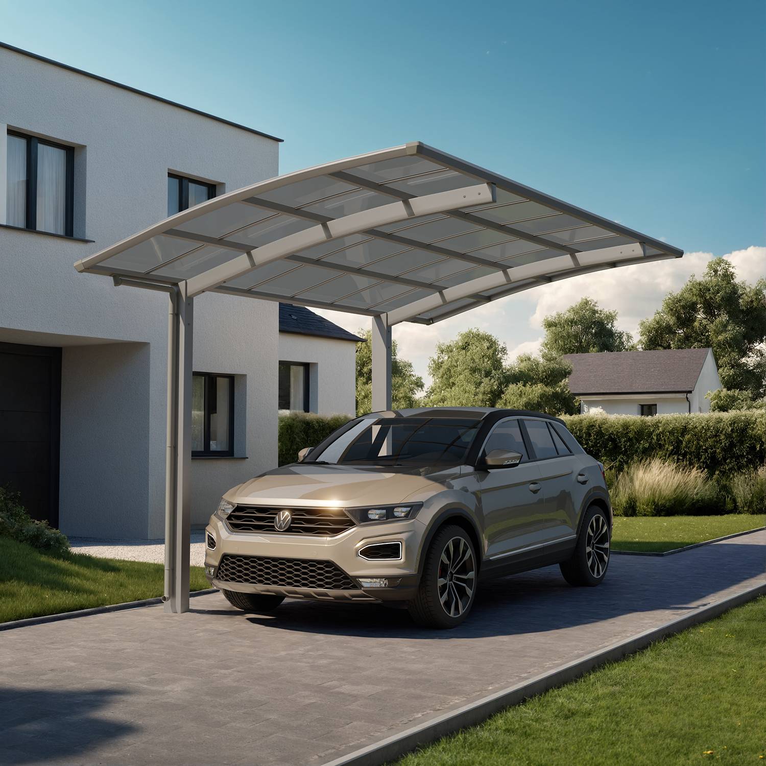 Carport PORTOFORTE standard Type 80 (charge toiture 100kg/m²) inox brillant - XIMAX - Image 2