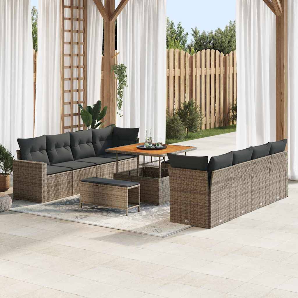 ComfortXL - Salon de Jardin Design Modulable Rotin Synthétique 11 Pcs Table Carrée et Rangement Été Gris – ComfortXL Outdoor Living - Image 1