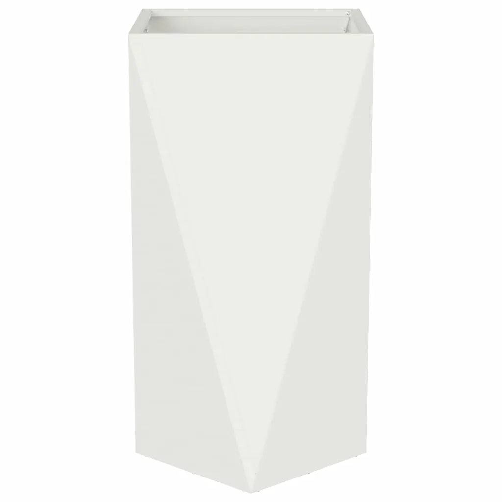 Jardinière rectangulaire moderne pour extérieur 40 x 40 x 75 cm résistante aux intempéries en acier blanc - Image 2