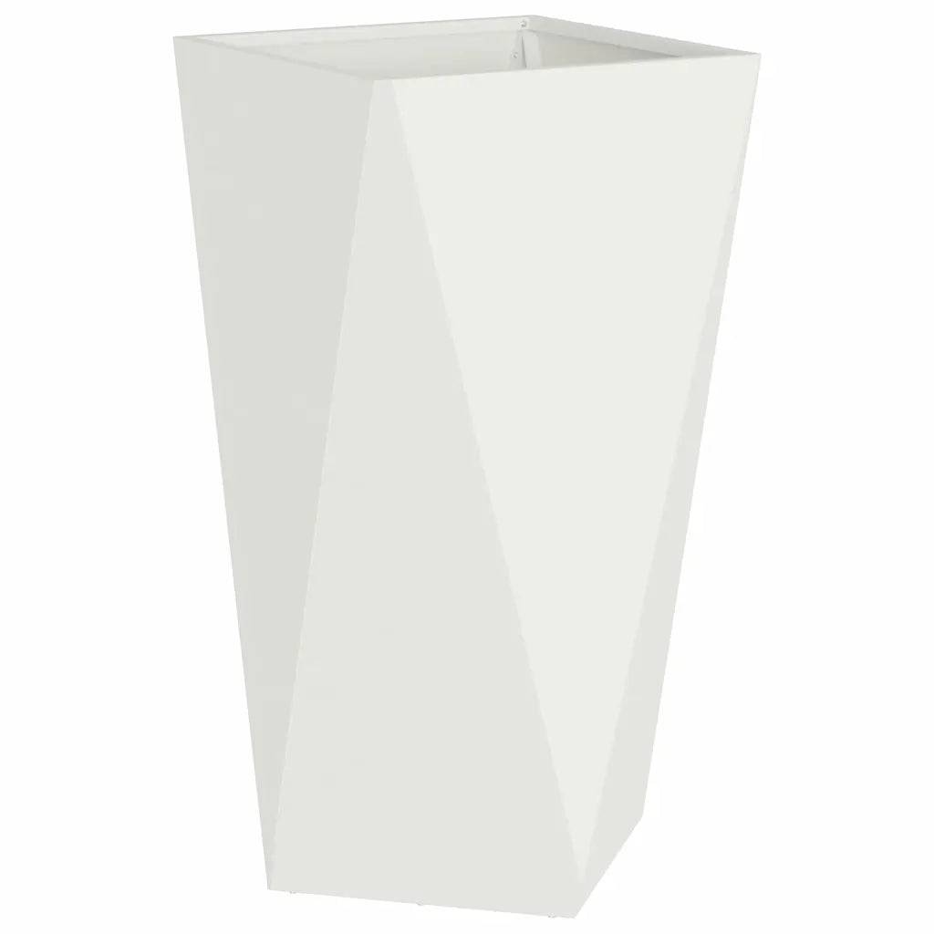 Jardinière rectangulaire moderne pour extérieur 40 x 40 x 75 cm résistante aux intempéries en acier blanc - Image 1