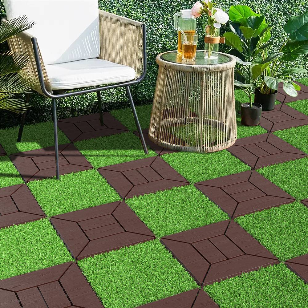 PANGIVO - Dalles gazon synthétique plastique vert 30 x 30 x 2 cm - PANGIVO - Image 8