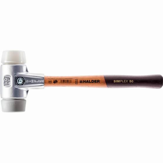 Maillet HALDER SIMPLEX TPE moyen / superplastique avec boîtier en aluminium et manche en bois - D=50 mm - 3137.050