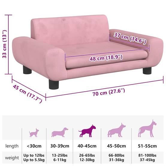 Vidaxl - Lit pour chien rose 70x45x33 cm velours vidaXL 171991 - Image 3