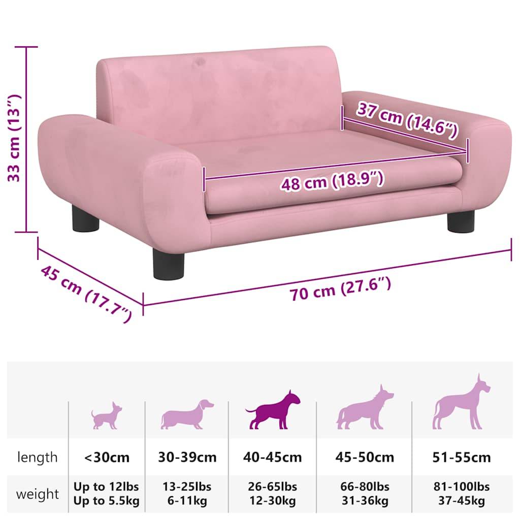 Vidaxl - Lit pour chien rose 70x45x33 cm velours vidaXL 171991 - Image 3