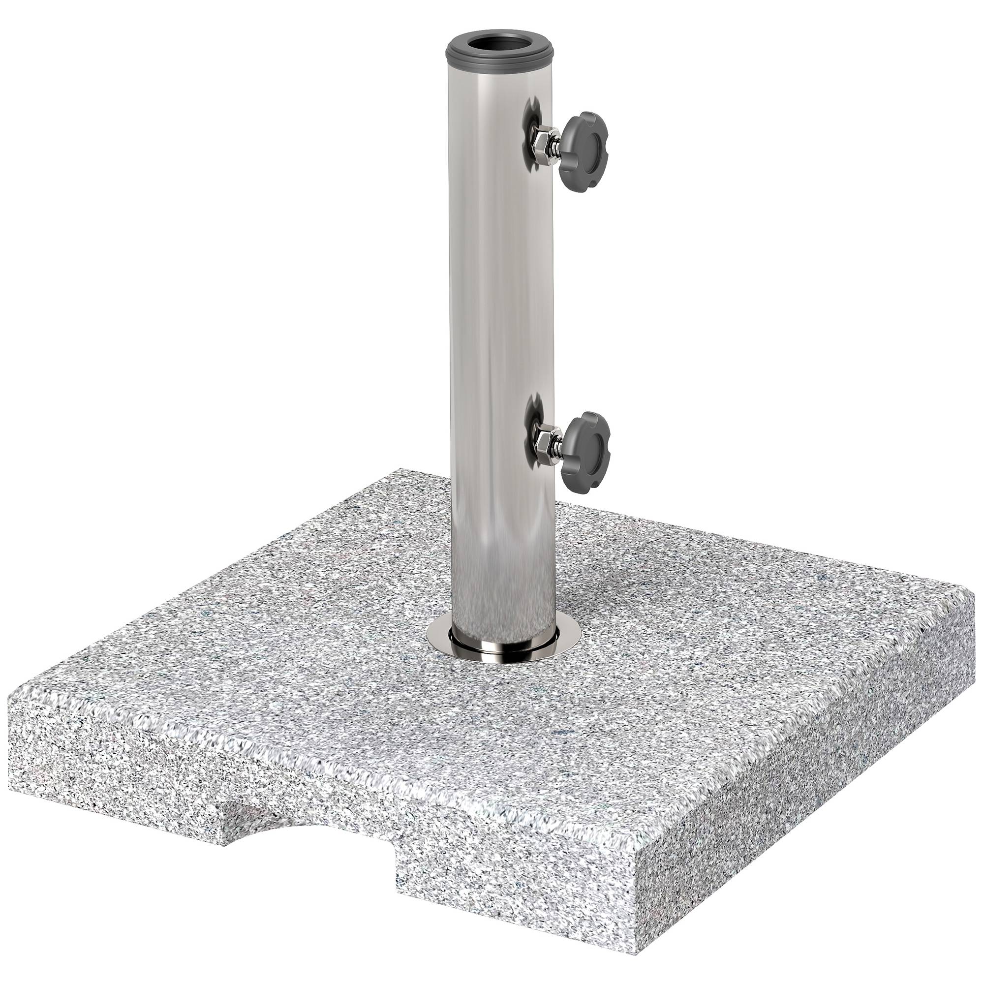Pied de Parasol Lourd Carré Granit Acier Jardin Fixation Lourde 38 cm Gris - ComfortXL Outdoor Living - Image 1