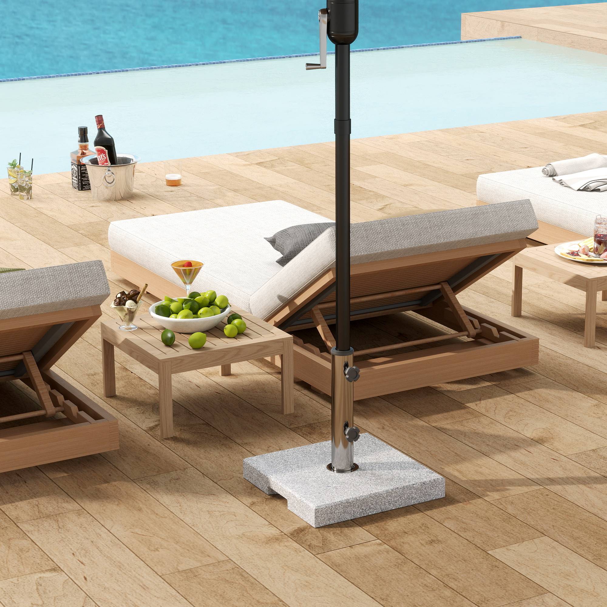 Pied de Parasol Lourd Carré Granit Acier Jardin Fixation Lourde 38 cm Gris - ComfortXL Outdoor Living - Image 9
