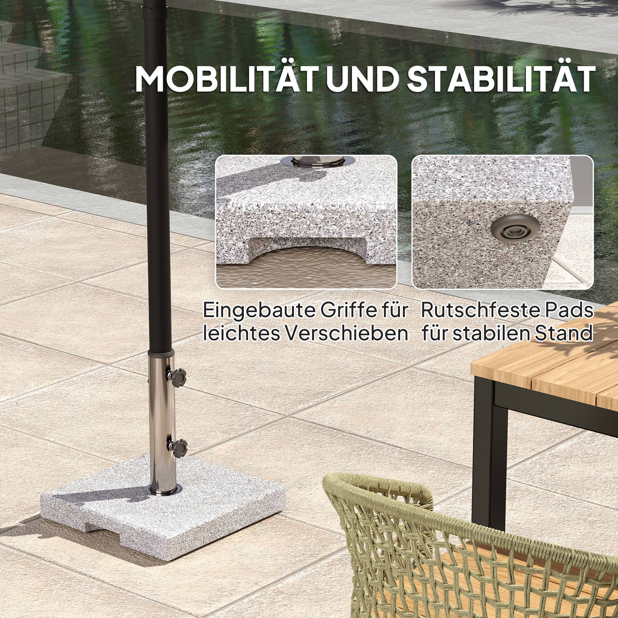 Pied de Parasol Lourd Carré Granit Acier Jardin Fixation Lourde 38 cm Gris - ComfortXL Outdoor Living - Image 8