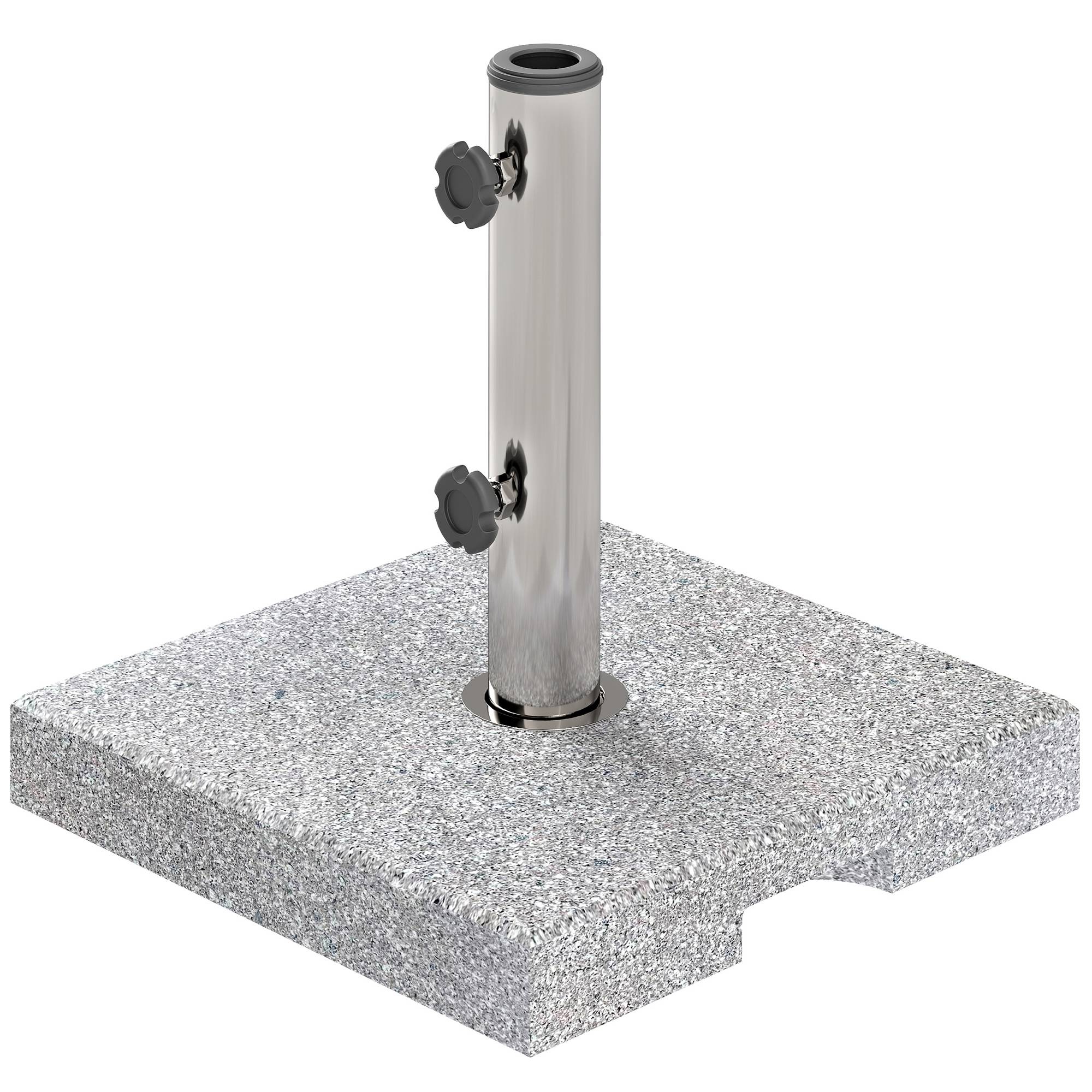 Pied de Parasol Lourd Carré Granit Acier Jardin Fixation Lourde 38 cm Gris - ComfortXL Outdoor Living - Image 2