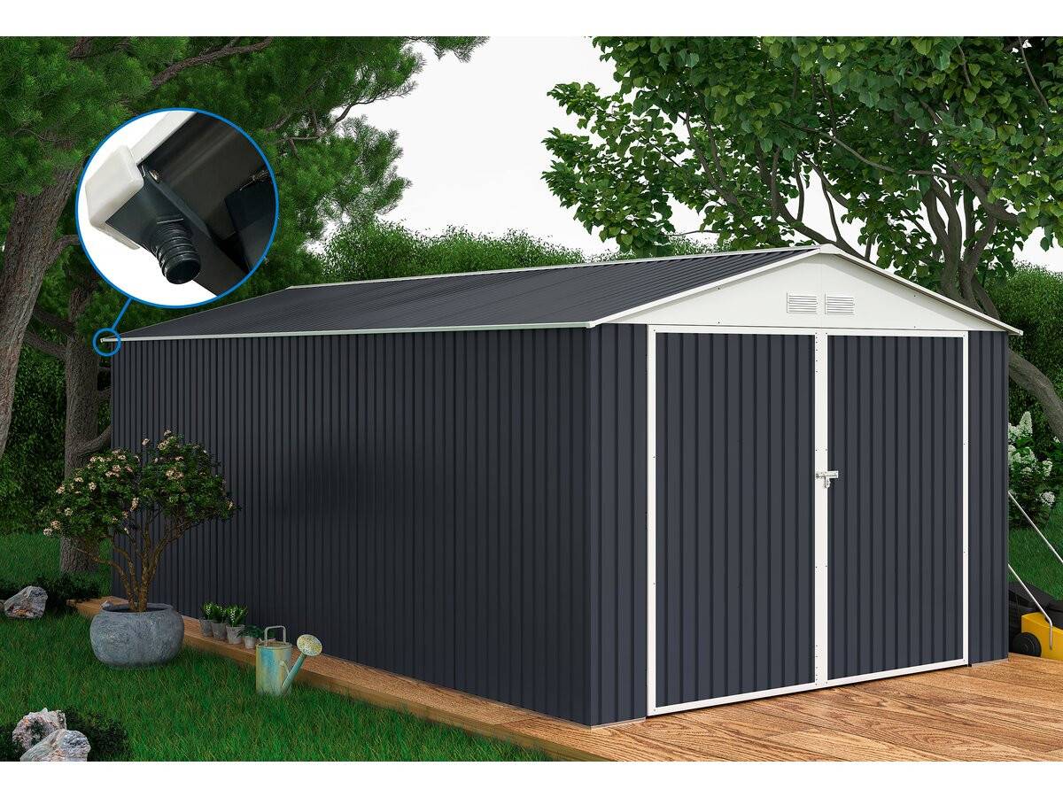Habitat Et Jardin - Garage Métal " Houston" - 15,36 M² Avec Gouttière  - Anthracite -habitat Et Jardin - Image 2
