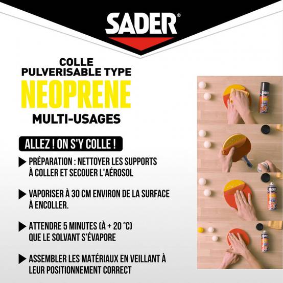 Sader - Lot de 3 Colles multi-usages pulvérisable néoprène 200ml + OFFERT 1 Colle contact néoprène liquide 55ml SADER - Image 5