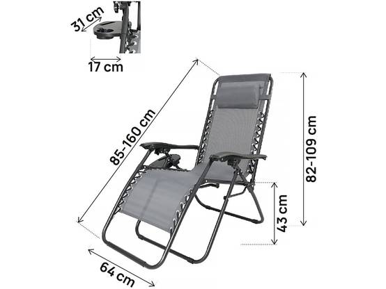 Fauteuil De Jardin Relax Zéro Gravité "sintra" - Gris -habitat Et Jardin - Image 3