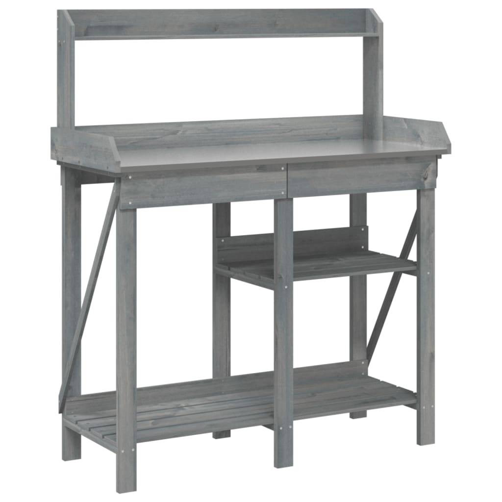 Banc de Rempotage Gris Bois de Sapin Table de Jardinage avec Rangement et Dessus en Zinc Gris – ComfortXL Outdoor Living - Image 2