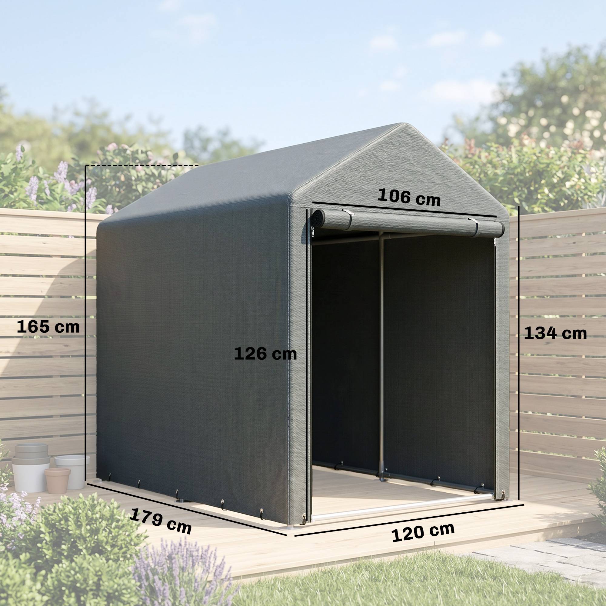 Abri de jardin tente rangement portable structure métal galvanisé grande porte 1,2x1,8 m, abri polyvalent - Image 5