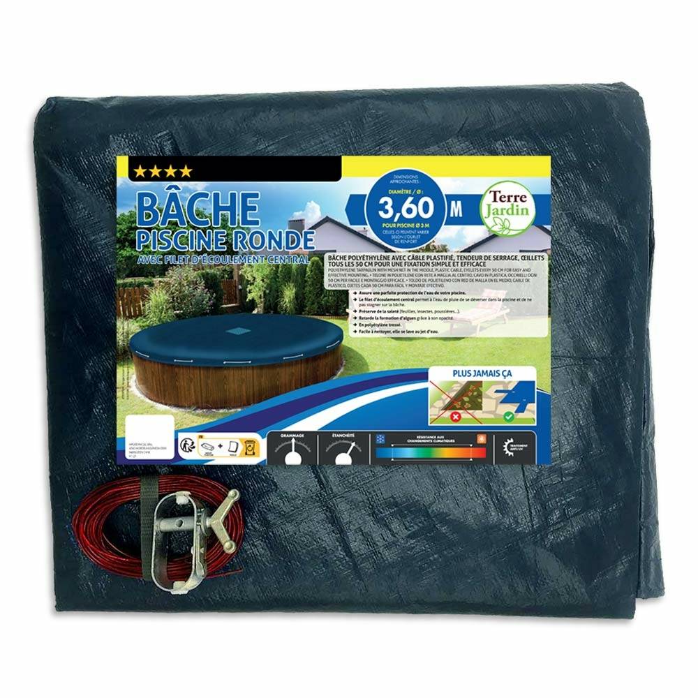 Terre Jardin - Bâche piscine ronde Pour piscine 3.60 m Bleu - Image 6