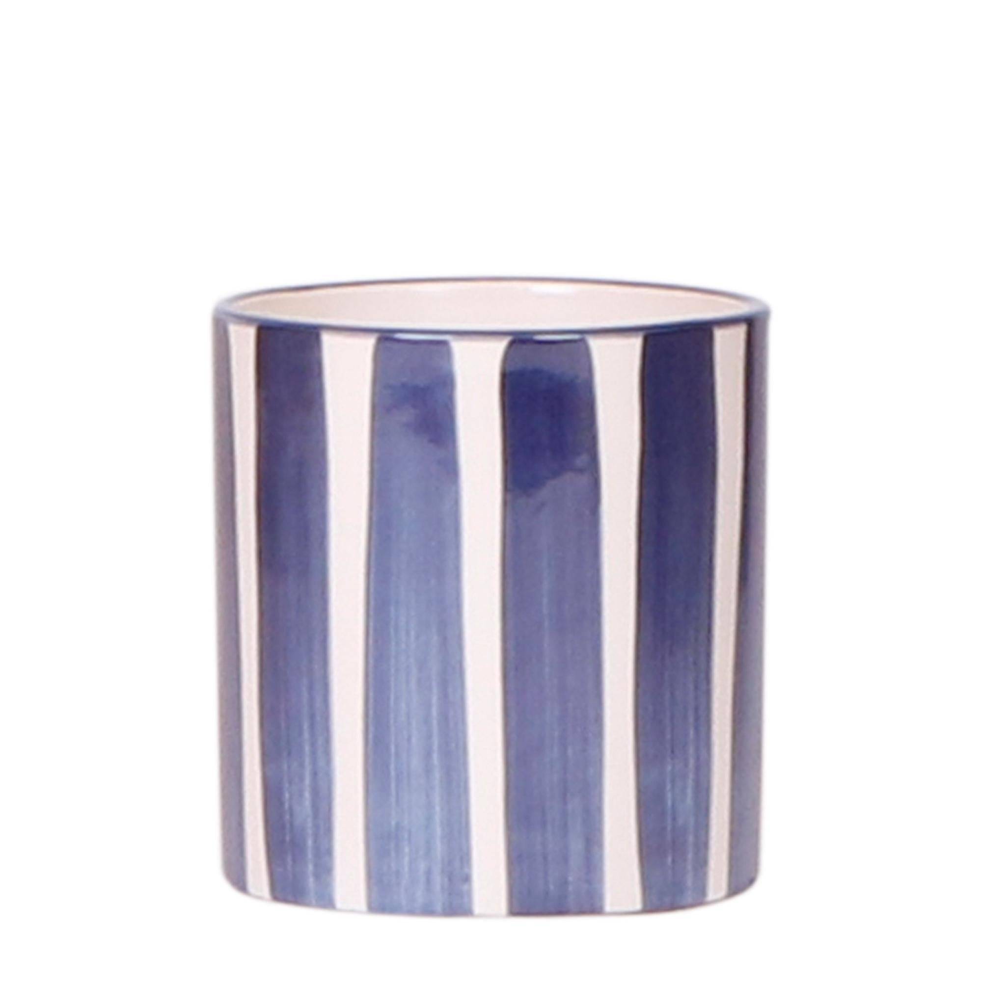 Pot Céramique Rayé Bleu- La Green Touch - Image 1