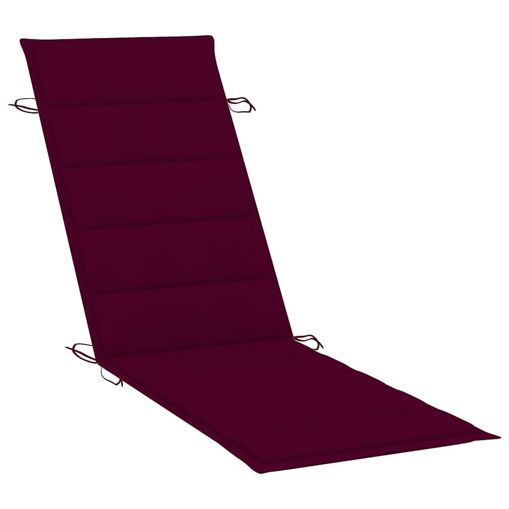 Chaise longue bois d'acacia gris coussin vin rouge 190 x 60 x 51 cm - PANGIVO - Image 10