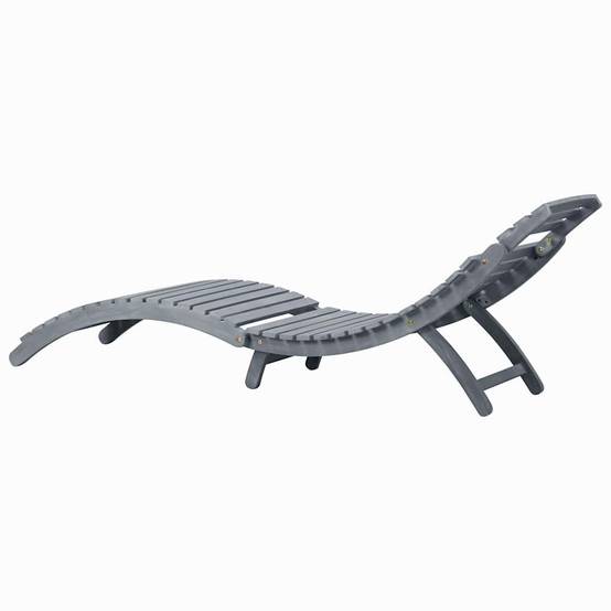 Chaise longue bois d'acacia gris coussin vin rouge 190 x 60 x 51 cm - PANGIVO - Image 5