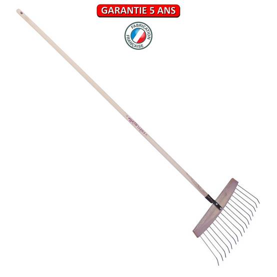Outils Perrin - Balai à feuilles et gazon bois/acier 16 dents, manche 165cm - Framboisine Outils Perrin