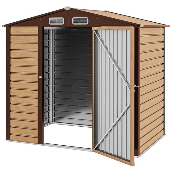 Cabane de jardin acier galvanisé aménagement extérieur protection outils 190x131cm chêne - ComfortXL Outdoor Living - Image 2