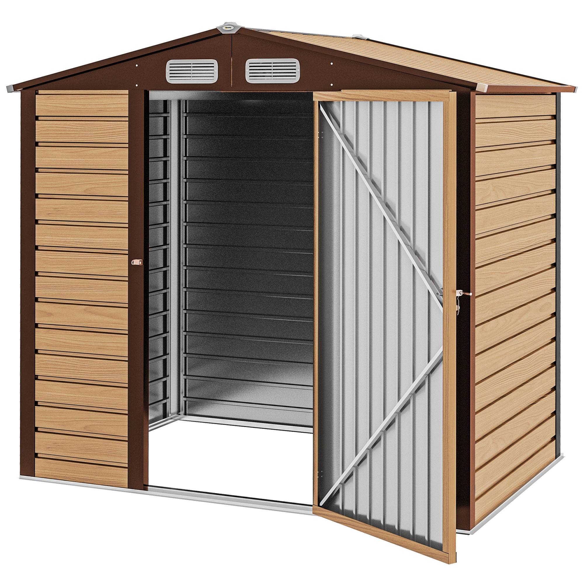 Cabane de jardin acier galvanisé aménagement extérieur protection outils 190x131cm chêne - ComfortXL Outdoor Living - Image 2
