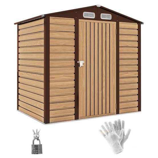 Cabane de jardin acier galvanisé aménagement extérieur protection outils 190x131cm chêne - ComfortXL Outdoor Living - Image 1