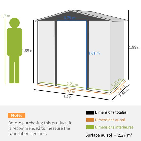 Cabane de jardin acier galvanisé aménagement extérieur protection outils 190x131cm chêne - ComfortXL Outdoor Living - Image 5