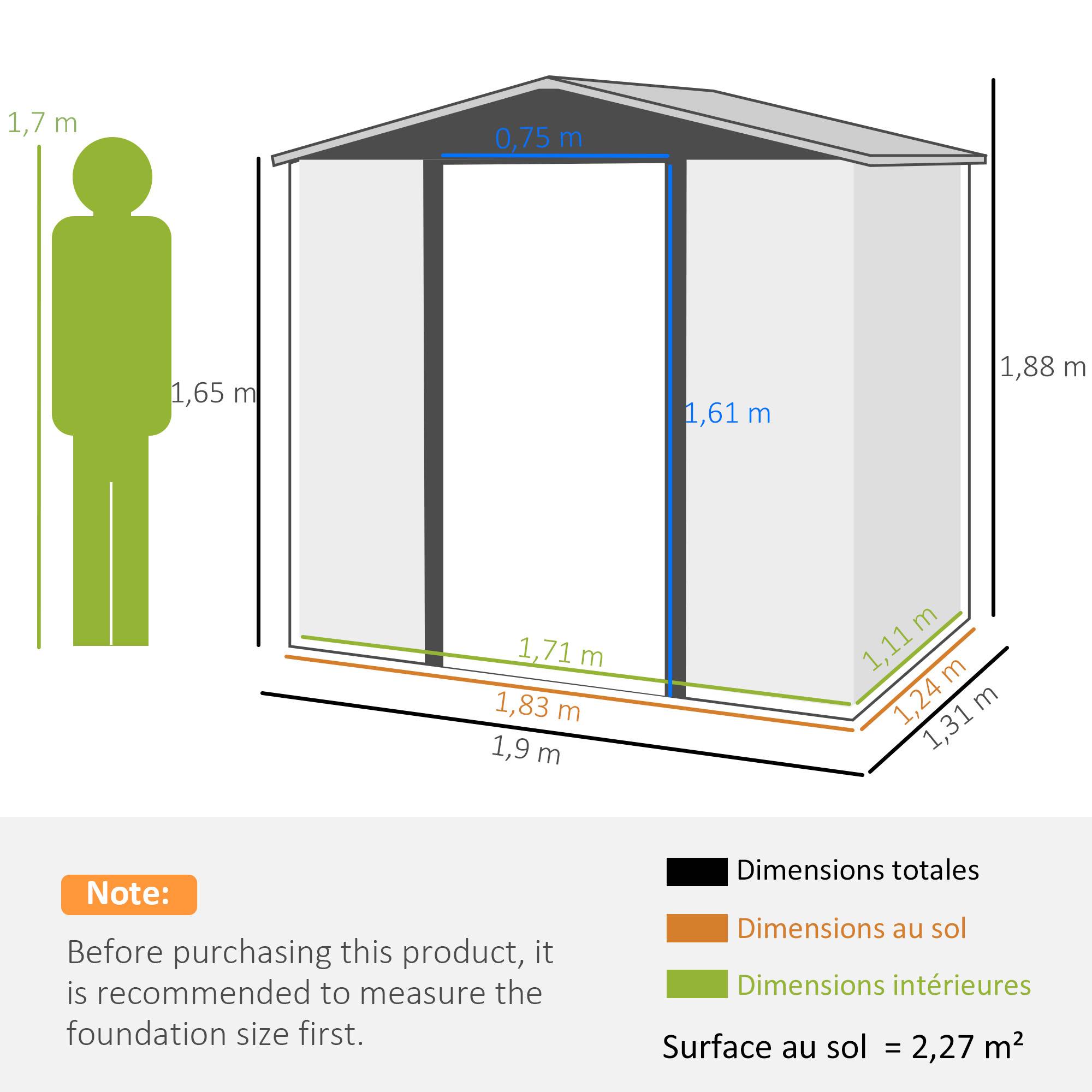 Cabane de jardin acier galvanisé aménagement extérieur protection outils 190x131cm chêne - ComfortXL Outdoor Living - Image 5