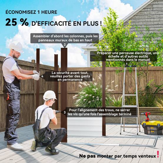 Cabane de jardin acier galvanisé aménagement extérieur protection outils 190x131cm chêne - ComfortXL Outdoor Living - Image 6