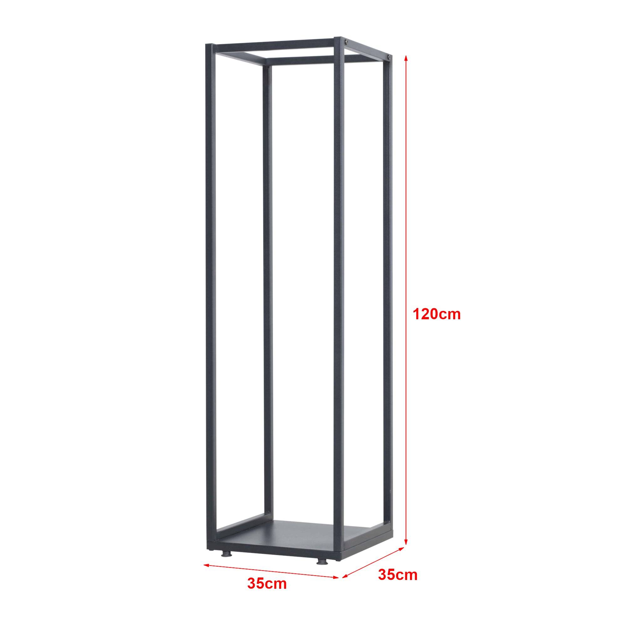Helloshop26 - Range-bûches pour usage intérieur extérieur porte-bûches design support rangement bois de chauffage 35 x 35 x 120 cm acier laqué noir - Image 2