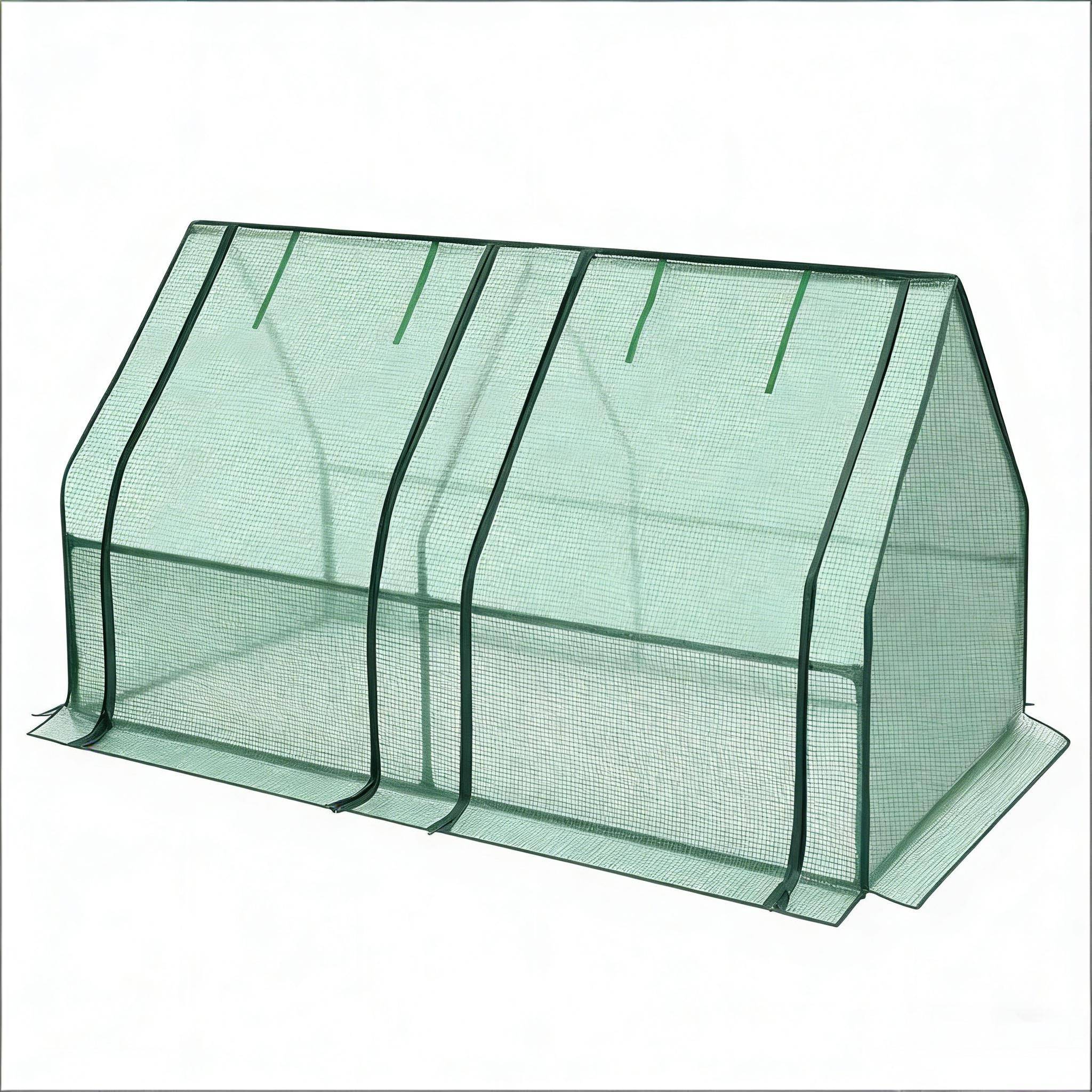 Mini serre de jardin acier PE pour potager protection hivernale 180x90x90cm vert - ComfortXL Outdoor Living - Image 4