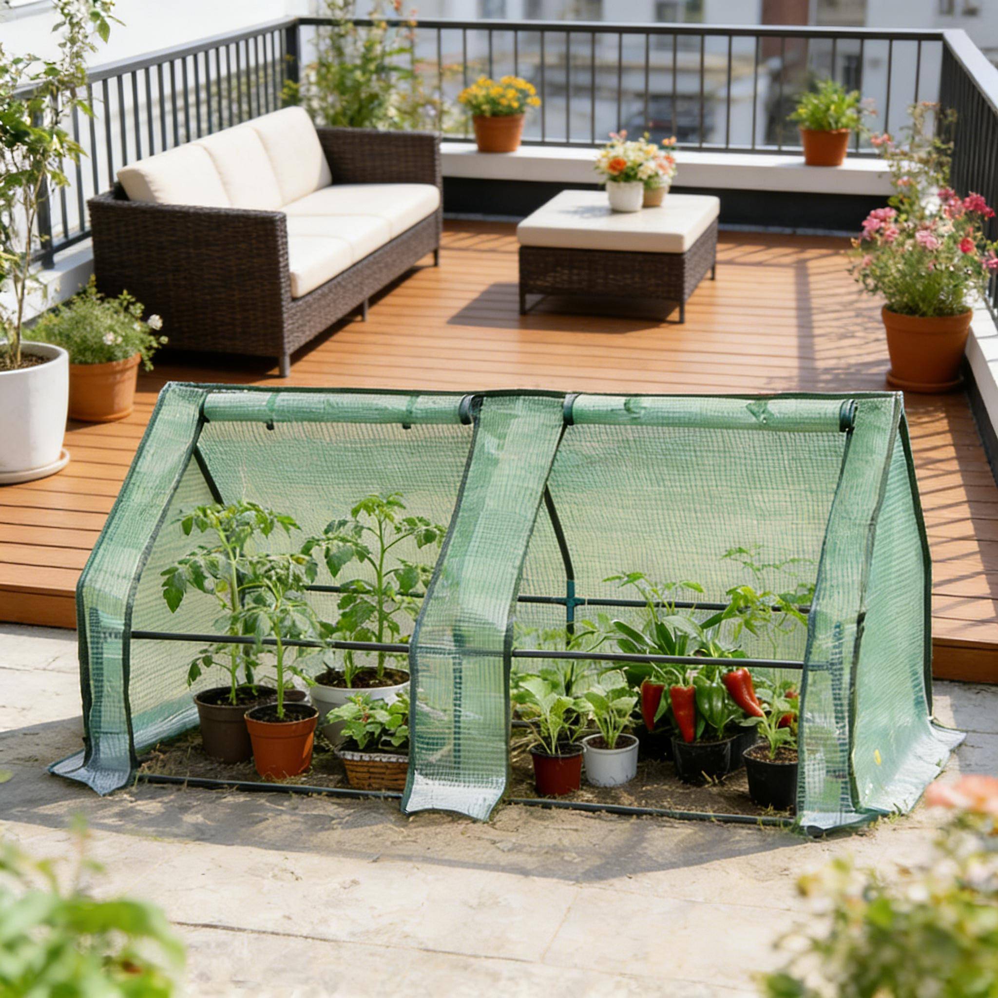Mini serre de jardin acier PE pour potager protection hivernale 180x90x90cm vert - ComfortXL Outdoor Living - Image 3