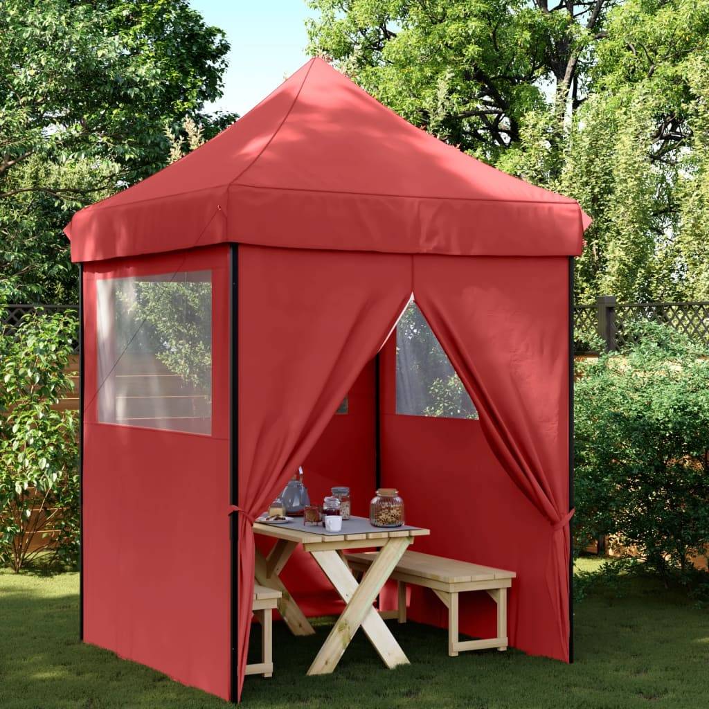 ComfortXL - Tente de réception pliante acier pour fêtes extérieur avec 4 parois 2x2m Rouge - ComfortXL Outdoor Living - Image 1
